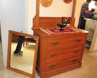 ANTIQUE OAK DRESSER WITH MIRROR