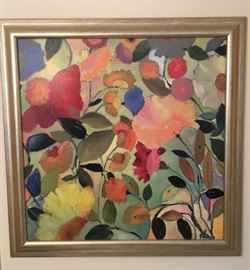 Framed Floral Abstract.