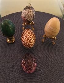 Gorgeous decorative glass, marble, and ceramic Eggs
