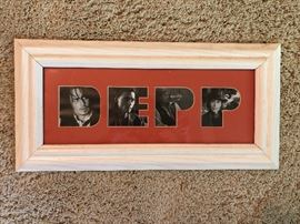 Johnny Debb close up photo’s. Framed featuring his name. 