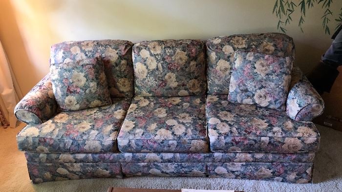 Waterproof material and functional this 3 cushion Floral by Lane is versatile for day or evening.