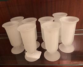Set of 8 frosted glass parfait glasses