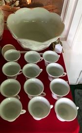 Ceramic punch bowl with 12 cups