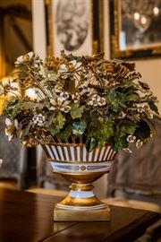 Porcelain Urn w/ Enameled Floral Garnitures by Jane Hutchinson