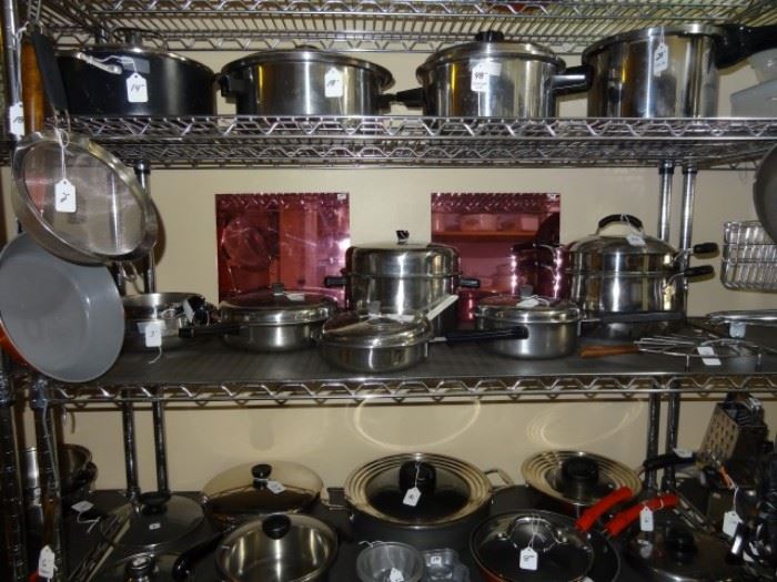 Several pieces of cookware stainless steel most priced individually