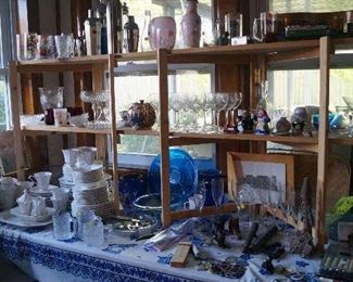 dishes, bar ware, character glasses, flutes, trains,