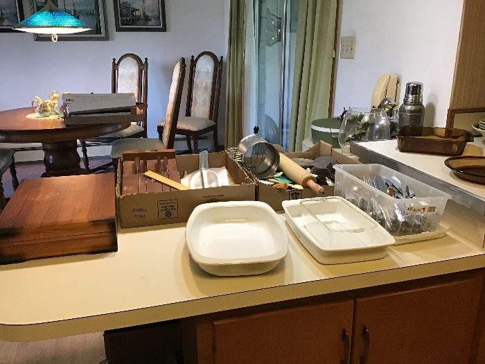Corning Ware,silverware,kitchen utensils