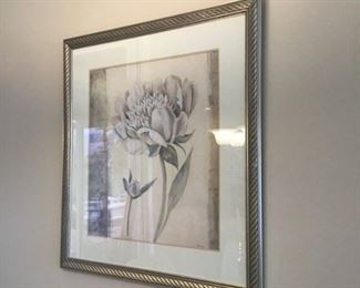 Large mettalic  framed floral picture