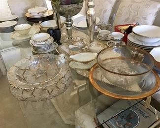 Goldware:  Crystal with gold or china with Gold Trim Also available gold rim wine glasses