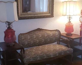 1930 s  sofa mahogany end tables carved mahogany cafe table Large fab cranberry tables