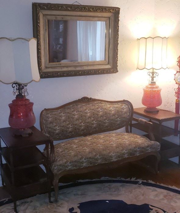 1930 s sofa mahogany end tables carved mahogany cafe table Large fab cranberry tables