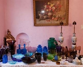 Vintage colored glass table