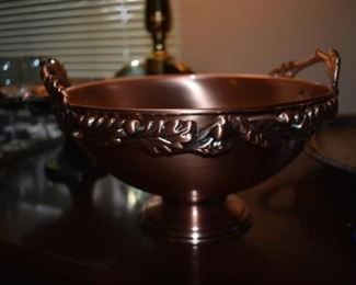 Ornate Footed Copper Bowl