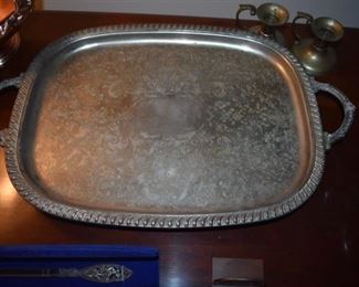 Large Double Handle Silver Platter