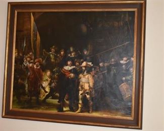 Gorgeous large Painting of Rembrandt's "The Night Watchman" Very large Wonderful Painting!