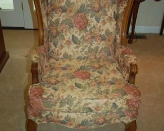 High back cushioned arm chair (one of two)