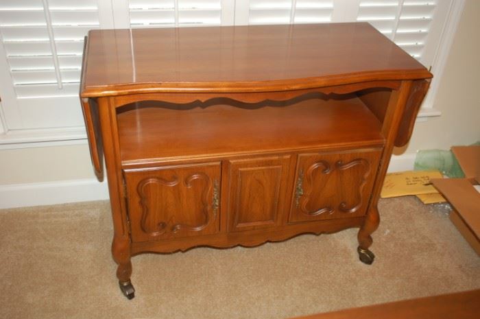 Vintage bar/tea cart buffet server with folding extensions 17.75" D x 29"H x 38" W, with extensions 57"