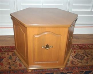 6 sided side table with storage, 23.5"W X 19"H