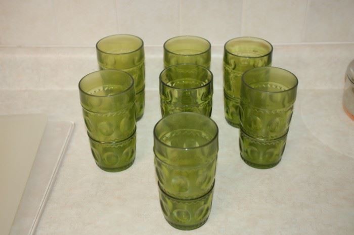 Vintage green glass tumblers