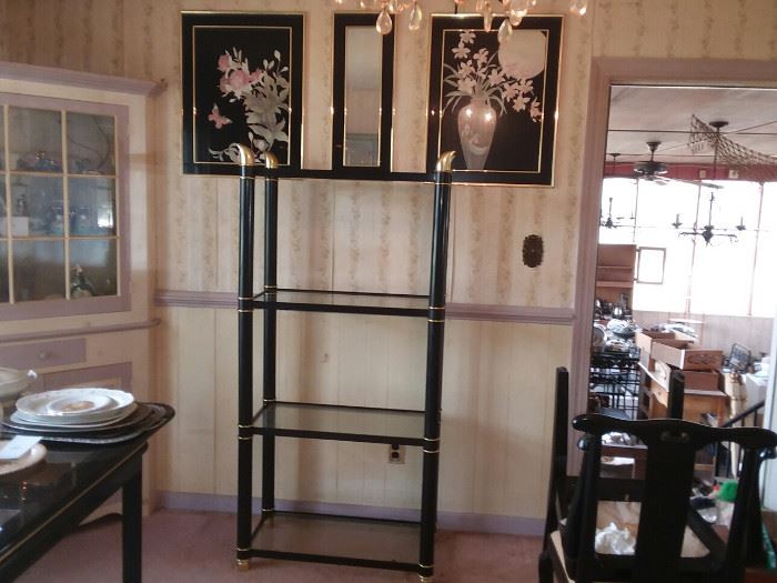 Black and glass Shelf , japanese black frame pictures and mirror    https://ctbids.com/#!/description/share/136953