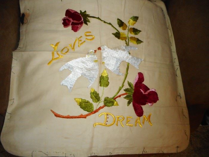 Vintage Embroidered Pillow Cover 