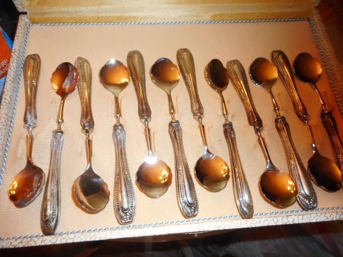 Vintage Italian Sorbet Spoons. Sterling Agento 800