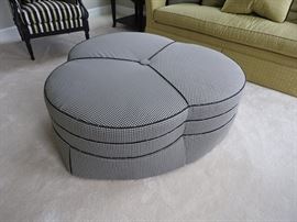Drexel Heritage Black and White Fabric Ottoman