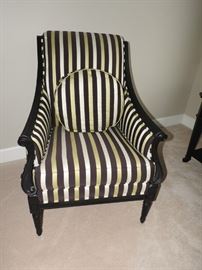 Drexel Heritage Striped Wood and Fabric Chair