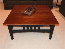 Ethan Allan Cherry and Black Large Square Coffee Table