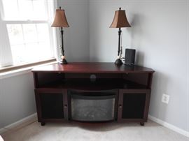 Fireplace Dark Cherry Espresso Home Entertainment Center