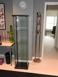 Glass Curio Cabinet and Lamp