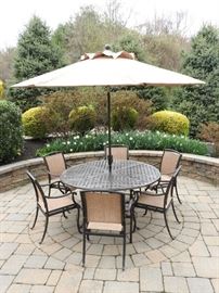 Patio 6 Chair Dining Set With Umbrella