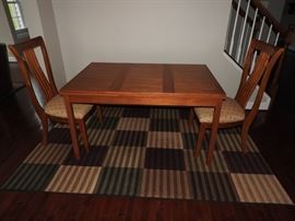 Teak Drop Leaf Table and Two Dining Room Chairs