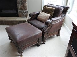 TS Berry Leather Chair and Ottoman