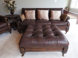 TS Berry Leather Sofa and Ottoman