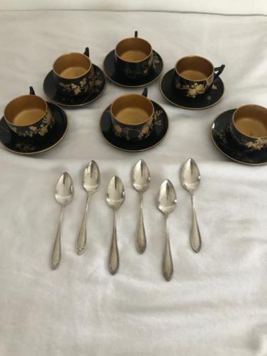 17 - Six Japanese lacquer tea cups and saucers https://ctbids.com/#!/description/share/137289 