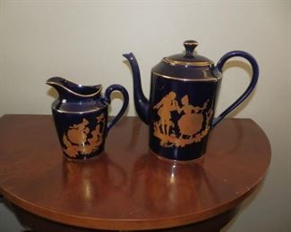 LEMOGES COFFEE POT AND CREAMER FROM FRANCE
