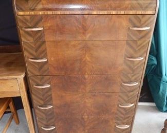 ANTIQUE 5 DR. CHEST WITH METAL AND BAKELITE HANDLES