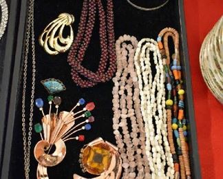 COSTUME JEWELRY, STERLING BROOCHES