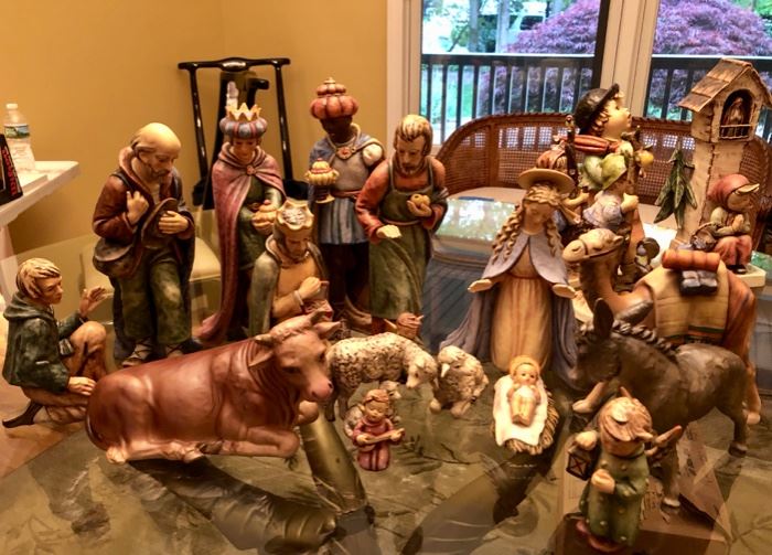 Extra large vintage Goebel Hummel Moorish King Nativity set 17 piece 14" tall figures 