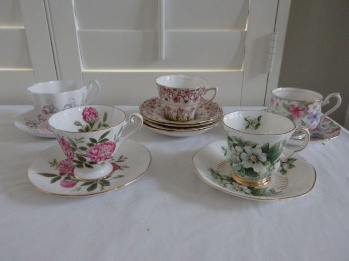 Assorted collection of cups and saucers