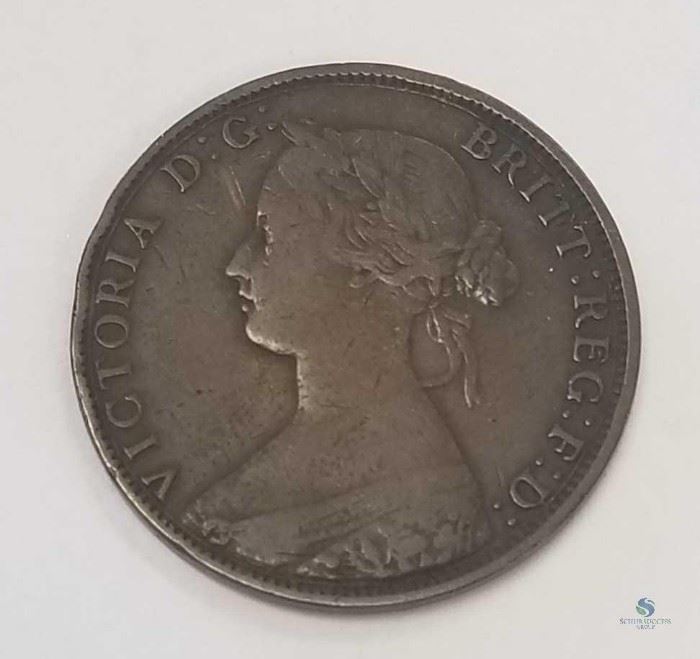 Canada 1861 1 Cent Nova Scotia F / KM #8.2, Minted in the Province of Nova Scotia before Canadian Confederation
