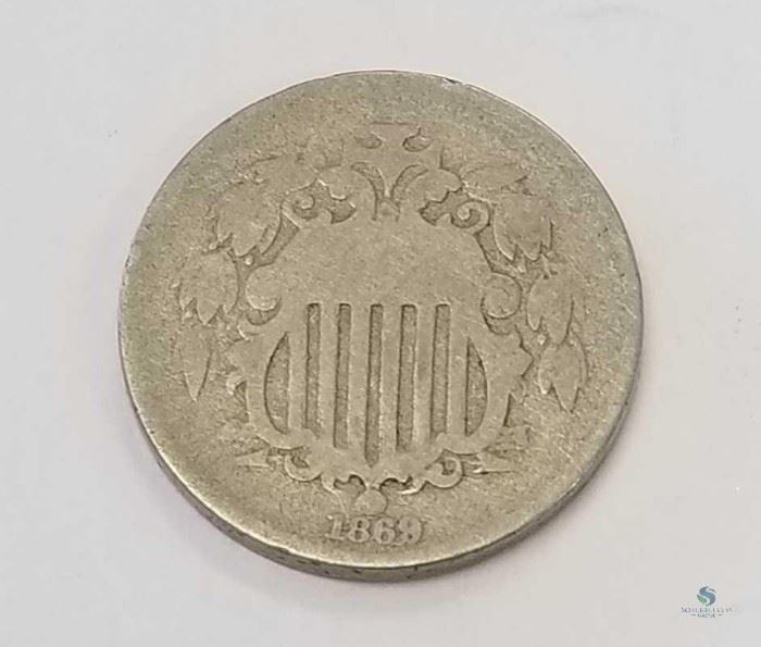 1869 US Shield Nickel G / The original US nickel design, good
