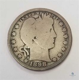 1898 US Silver Barber 25c G / Good

