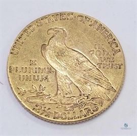 1914-D $2.50 US Gold Indian XF / Extra Fine, 0.1209 troy oz. gold
