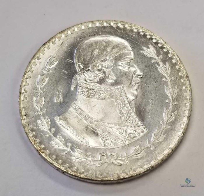 Mexico 1964 Silver Un Peso Unc / KM #459, 0.0514 ASW, Brilliant Uncirculated
