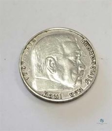 Germany 1936-A Third Reich Silver 5 Reichsmark VF / KM #86, 0.4016 ASW, Third Reich, Berlin Mint, Very Fine

