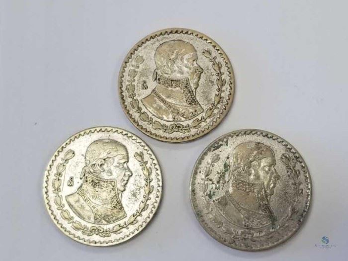 Mexico Lot 3 Silver Un Peso - All 1962 VF / KM #459, 0.0514 ASW each coin, Lot 3

