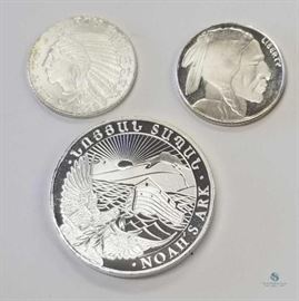 Republic of Armenia Silver and 2 Small Liberty Silver Rounds / Armenian .5 Troy oz Silver, 2 - Liberty 1/10 Troy oz rounds
