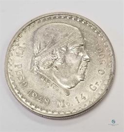 Mexico 1948 Silver 1 Peso AU / KM #456, 0.2250 ASW, Almost Uncirculated
